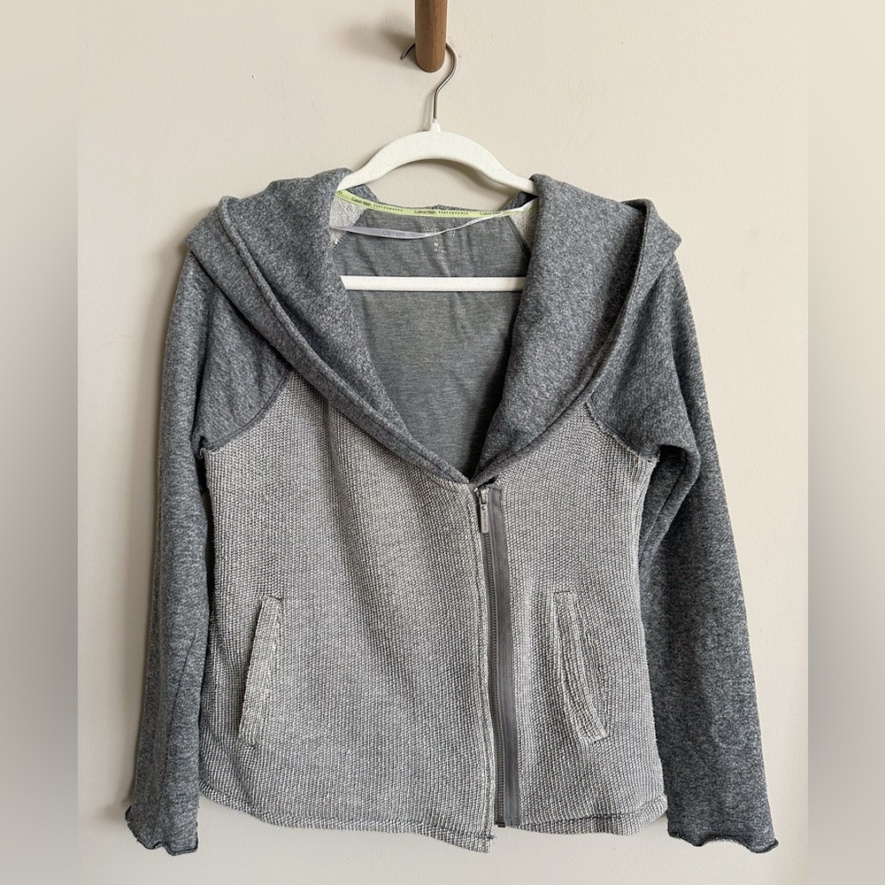 Calvin Klein Performance Mixed Media Asymmetrical Zip Hoodie